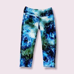 Athleta Graphic Crop Leggings Blue Green Athleisure Stretchy Womens Size Small